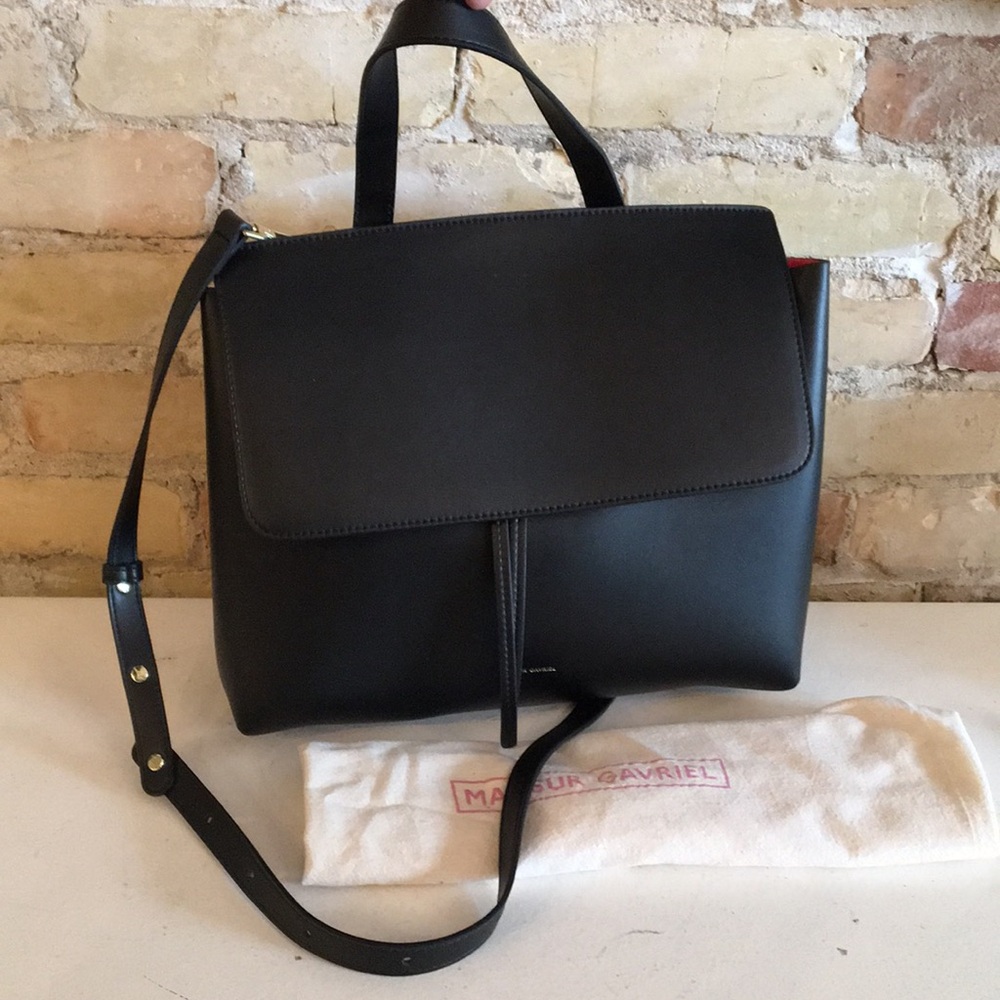 Mansur Gavriel lux leather crossbody backpack black